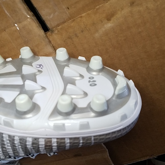 Nike Force Lunarbeast Elite TD Football Cleats Size 14.5 White/Silver 779422-100 - Picture 8 of 12